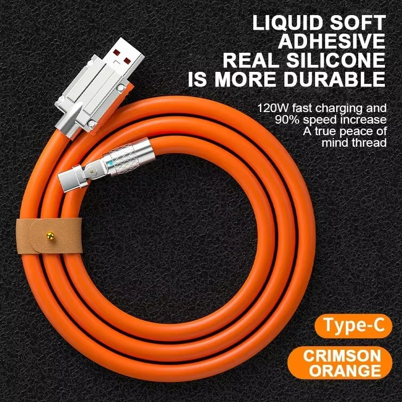 120W 7A Fast Charging USB Type-C Cable with 180 Degree Rotating Bend Game Cable Suitable for Xiaomi Phone Charger USB C Cable